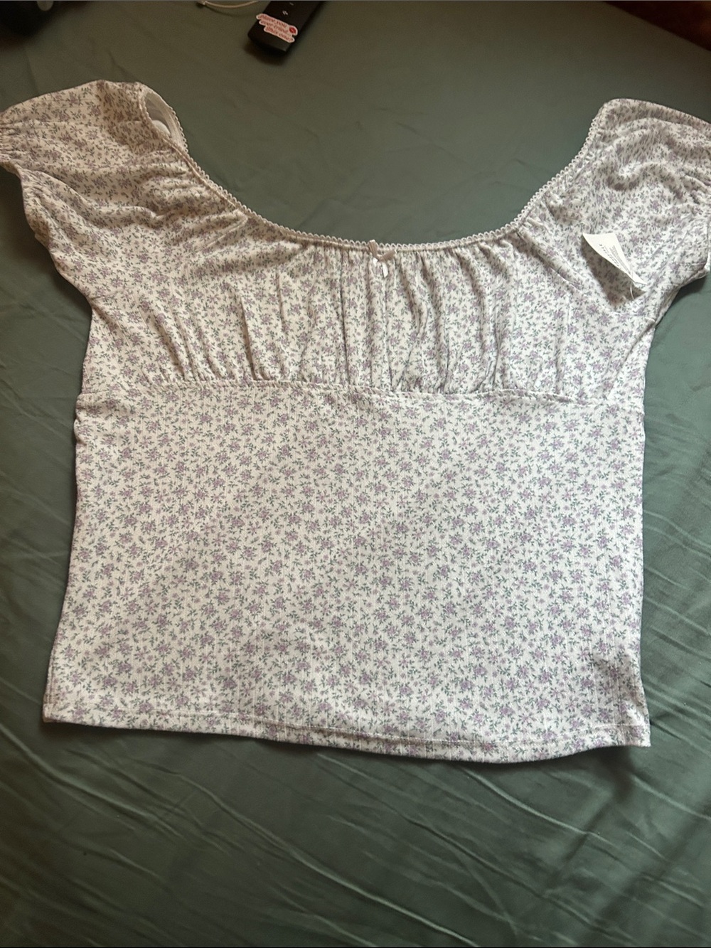 Aeropostale White with purple flowers crop